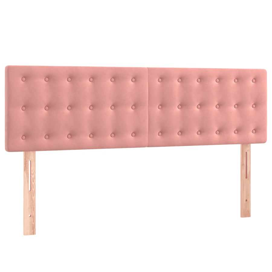 Boxspring Met Matras Fluweel Roze 140 x 190 cm Knopen