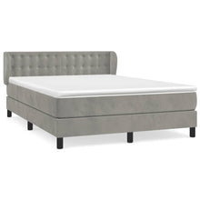 Boxspring Met Matras Fluweel Lichtgrijs 140 x 200 cm Knopen