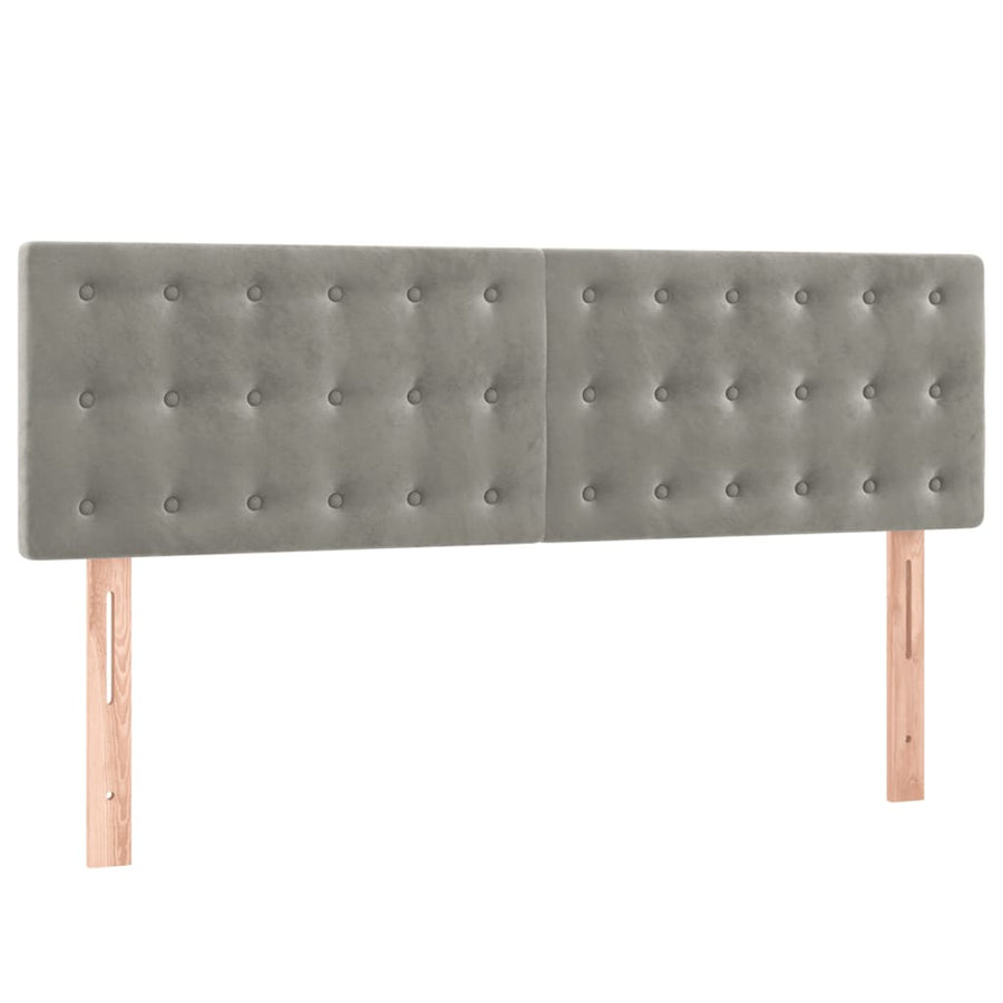 Boxspring Met Matras Fluweel Lichtgrijs 140 x 200 cm Knopen