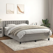Boxspring met matras 140x200 cm lichtgrijs fluweel