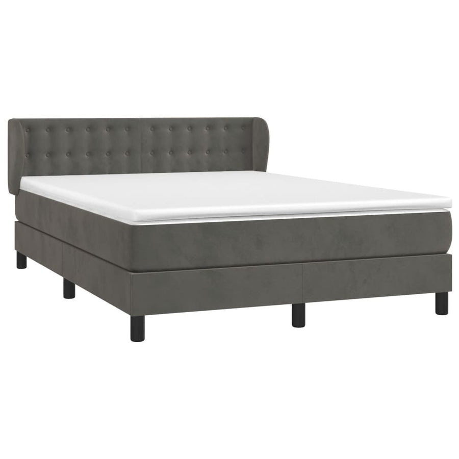 Boxspring Met Matras Fluweel Donkergrijs 140 x 200 cm Knopen