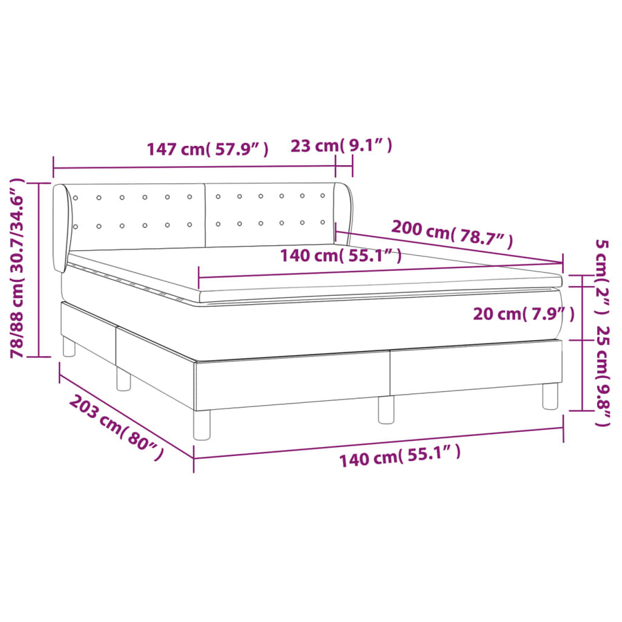 Boxspring Met Matras Fluweel Roze 140 x 200 cm Knopen