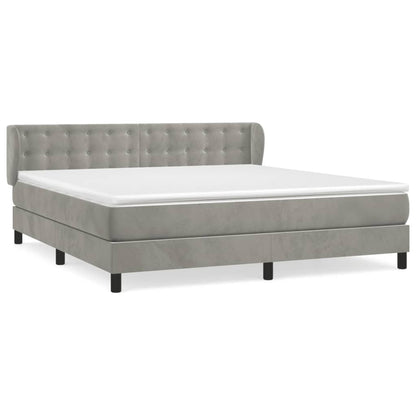 Boxspring Met Matras Fluweel Lichtgrijs 160 x 200 cm Knopen