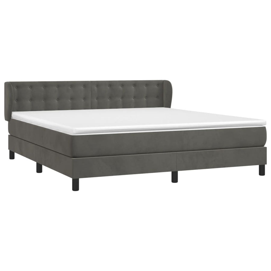 Boxspring Met Matras Fluweel Donkergrijs 160 x 200 cm Knopen
