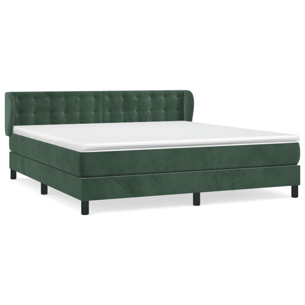 Boxspring Met Matras Fluweel 160 x 200 cm Donkergroen