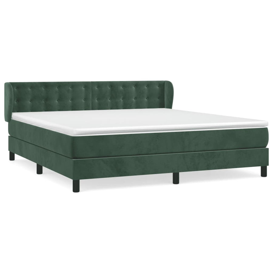 Boxspring Met Matras Fluweel 160 x 200 cm Donkergroen