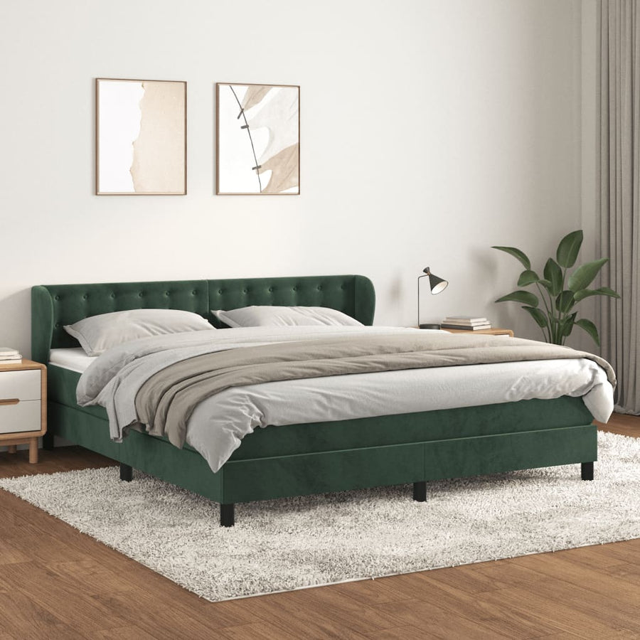 Boxspring Met Matras Fluweel 180 x 200 cm Donkergroen