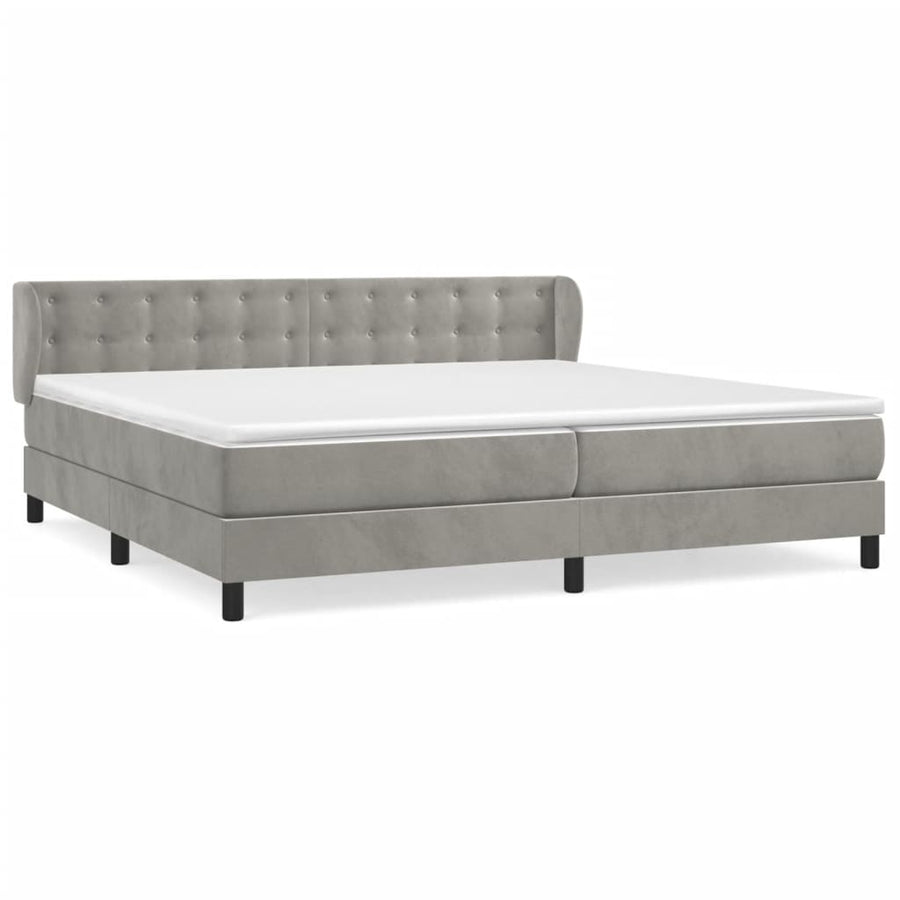 Boxspring Met Matras Fluweel Lichtgrijs 200 x 200 cm Knopen