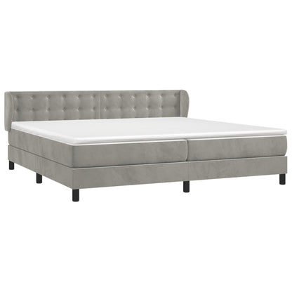 Boxspring Met Matras Fluweel Lichtgrijs 200 x 200 cm Knopen