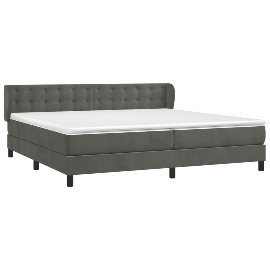 Boxspring Met Matras Fluweel Donkergrijs 200 x 200 cm Knopen