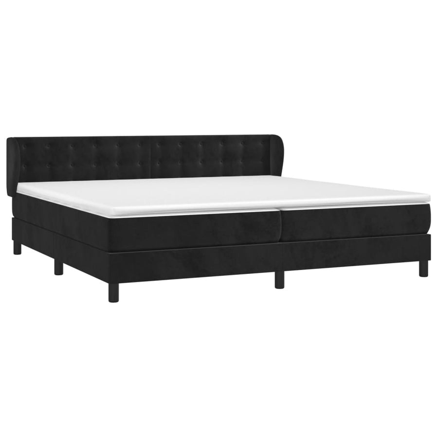 Boxspring met matras fluweel zwart 200x200 cm 200 x 200 cm Knopen