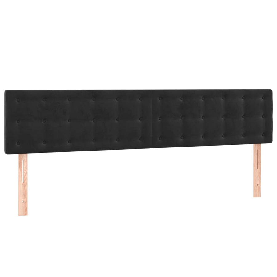 Boxspring met matras fluweel zwart 200x200 cm 200 x 200 cm Knopen