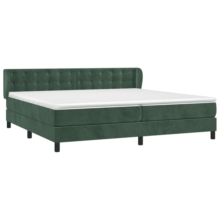 Boxspring Met Matras Fluweel Donkergroen 200 x 200 cm Knopen