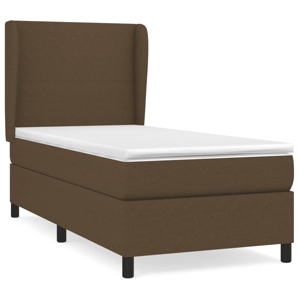 Boxspring Met Matras Stof Donkerbruin 80 x 200 cm Effen ontwerp