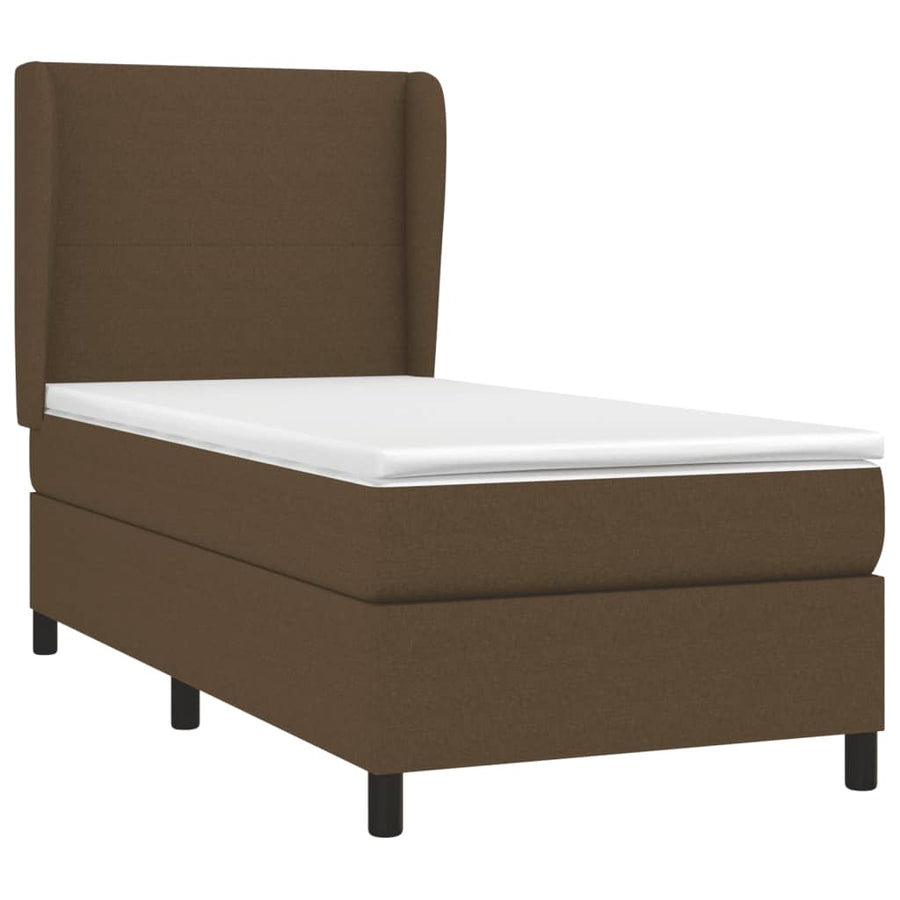 Boxspring Met Matras Stof Donkerbruin 80 x 200 cm Effen ontwerp