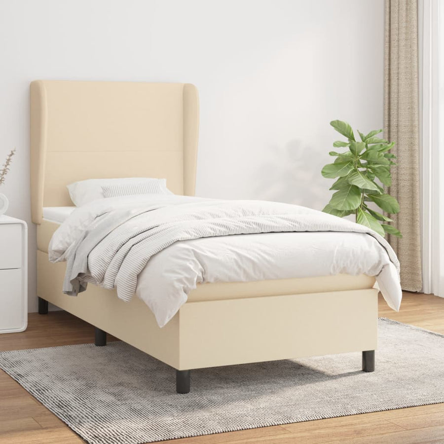 Boxspring met matras stof crèmekleurig 80x200 cm 80 x 200 cm Crème