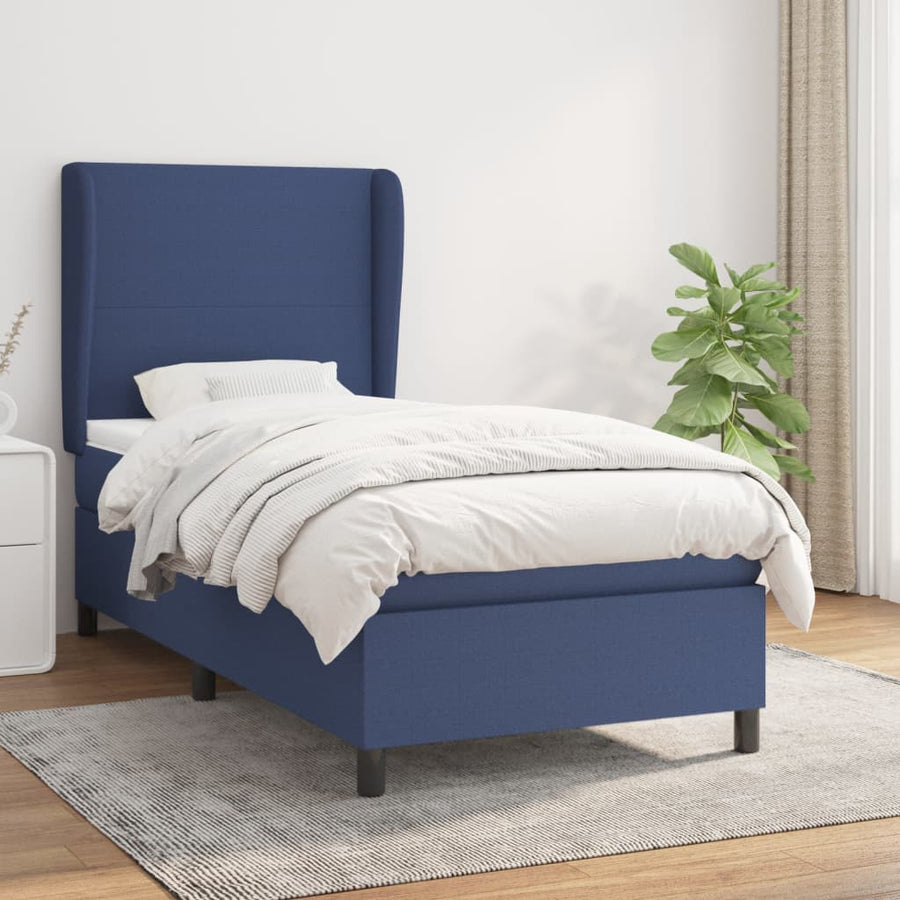 Boxspring Met Matras Stof Blauw 80X200 Cm Blauw 80 x 200 cm Effen ontwerp