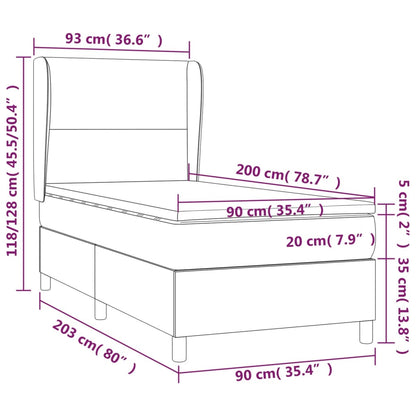 Boxspring Met Matras Stof Zwart 90 x 200 cm Effen ontwerp