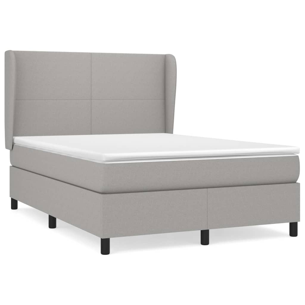 Boxspring Met Matras Stof Lichtgrijs 140 x 190 cm Effen ontwerp