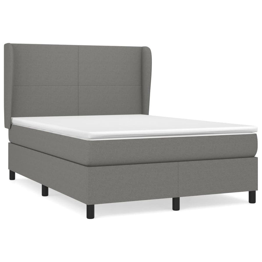 Boxspring Met Matras Stof Donkergrijs 140 x 190 cm Effen ontwerp
