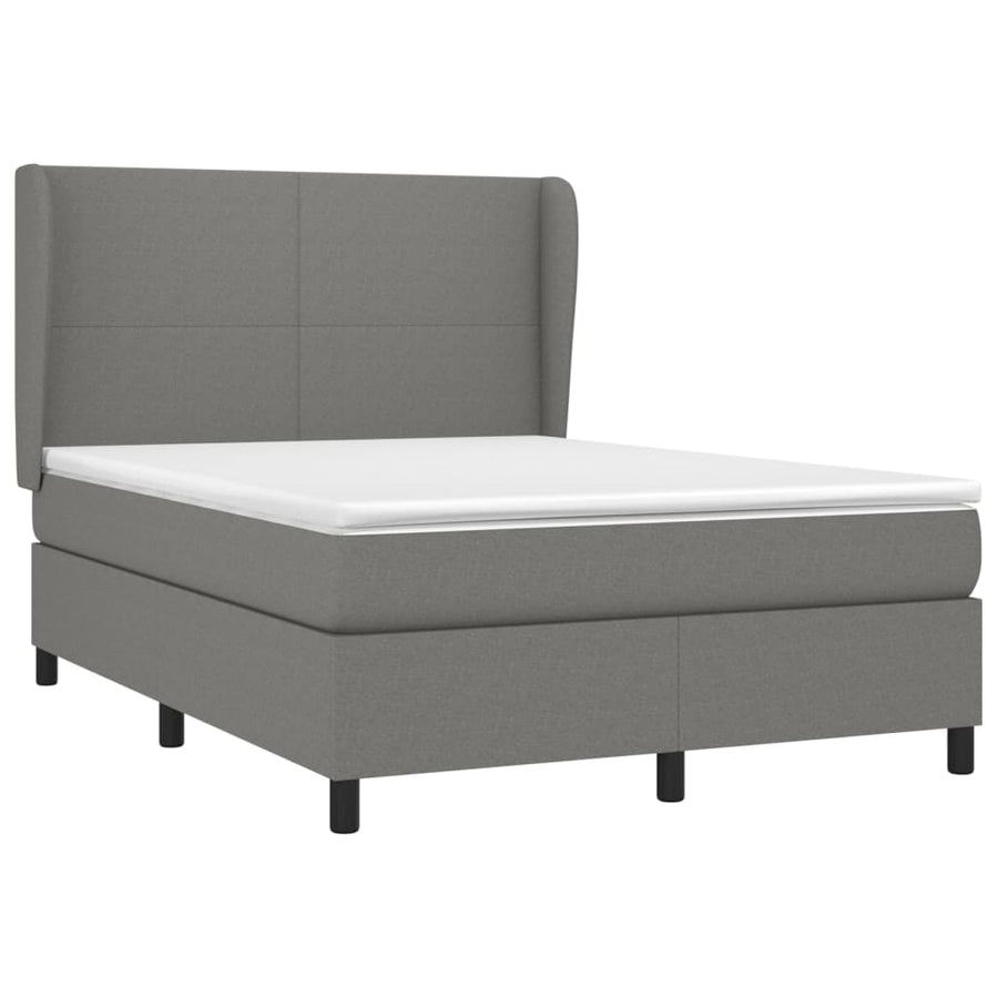 Boxspring Met Matras Stof Donkergrijs 140 x 190 cm Effen ontwerp
