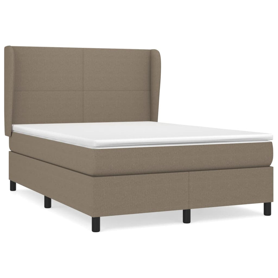 Boxspring met matras stof taupe 140x190 cm 140 x 190 cm Effen ontwerp