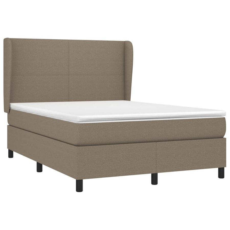 Boxspring met matras stof taupe 140x190 cm 140 x 190 cm Effen ontwerp
