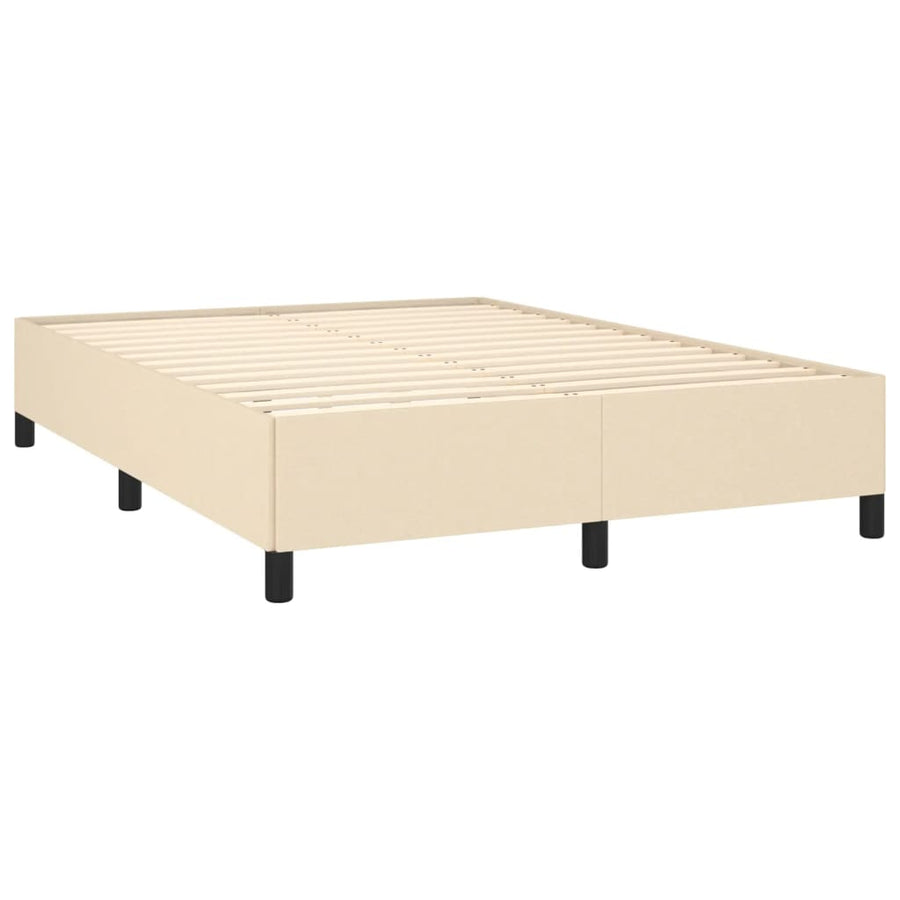 Boxspring met matras stof crèmekleurig 140x190 cm 140 x 190 cm Effen ontwerp