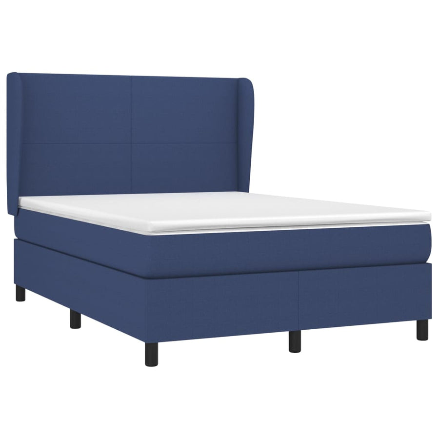 Boxspring met matras stof blauw 140x190 cm 140 x 190 cm Effen ontwerp