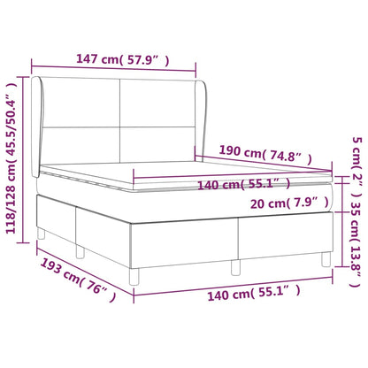 Boxspring met matras stof blauw 140x190 cm 140 x 190 cm Effen ontwerp