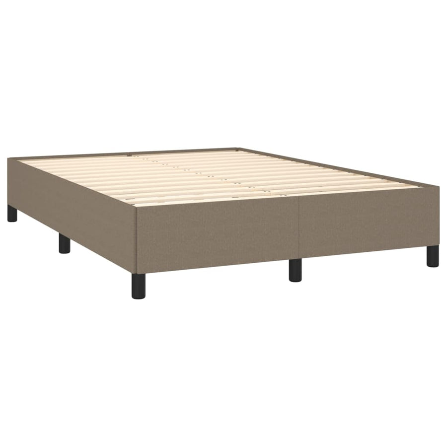 Boxspring met matras stof taupe 140x200 cm 140 x 200 cm Effen ontwerp
