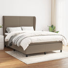 Boxspring met matras stof taupe 140x200 cm 140 x 200 cm Effen ontwerp