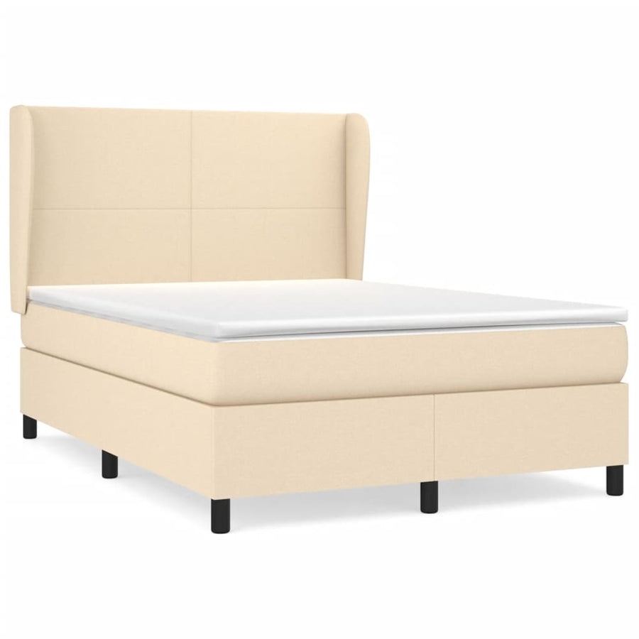 Boxspring met matras stof crèmekleurig 140x200 cm 140 x 200 cm Crème