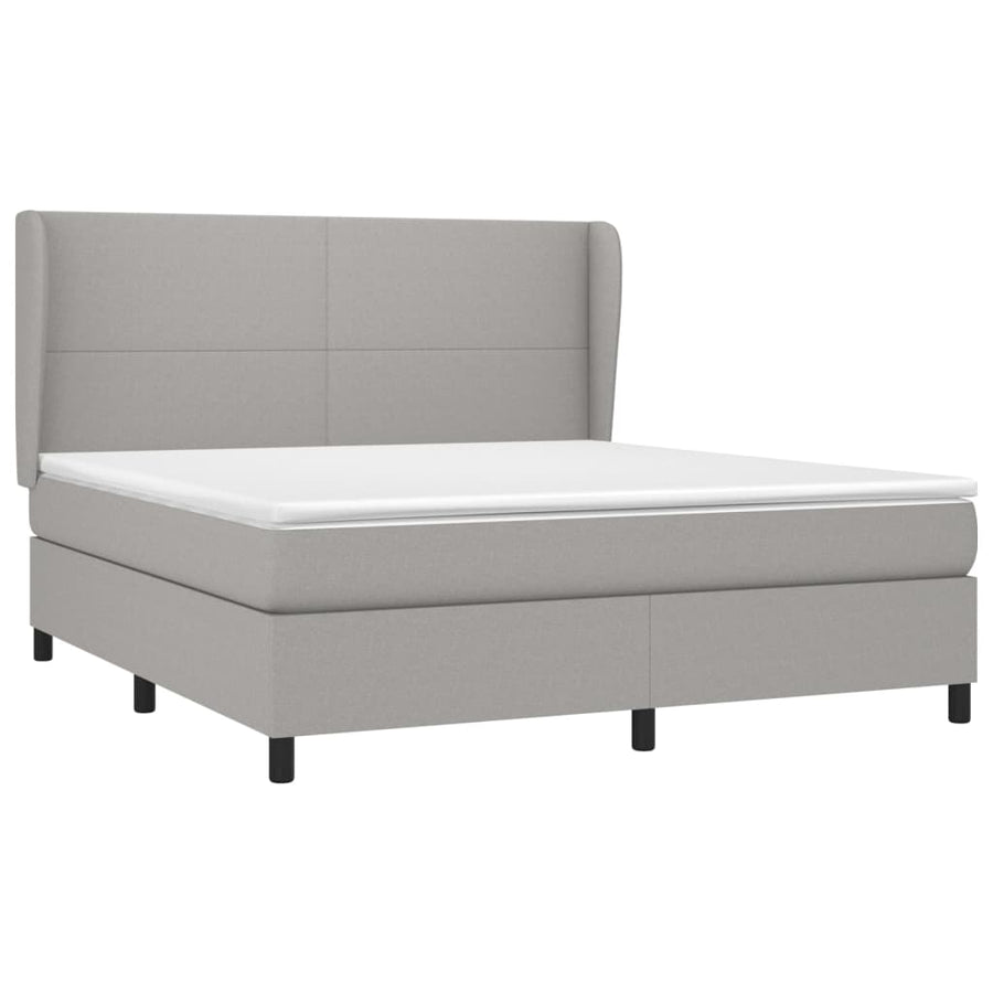 Boxspring Met Matras Stof Lichtgrijs 160 x 200 cm Effen ontwerp