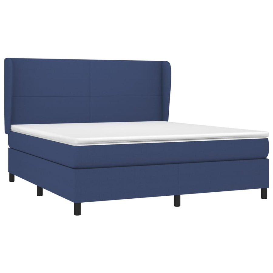 Boxspring Met Matras Stof Blauw 160X200 Cm Blauw 160 x 200 cm Effen ontwerp