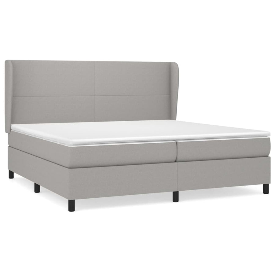 Boxspring Met Matras Stof Lichtgrijs 200 x 200 cm Effen ontwerp