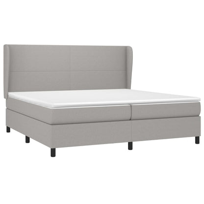 Boxspring Met Matras Stof Lichtgrijs 200 x 200 cm Effen ontwerp