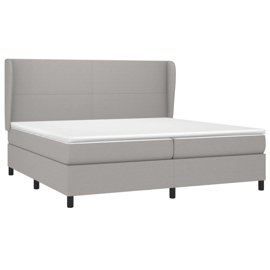 Boxspring Met Matras Stof Lichtgrijs 200 x 200 cm Effen ontwerp