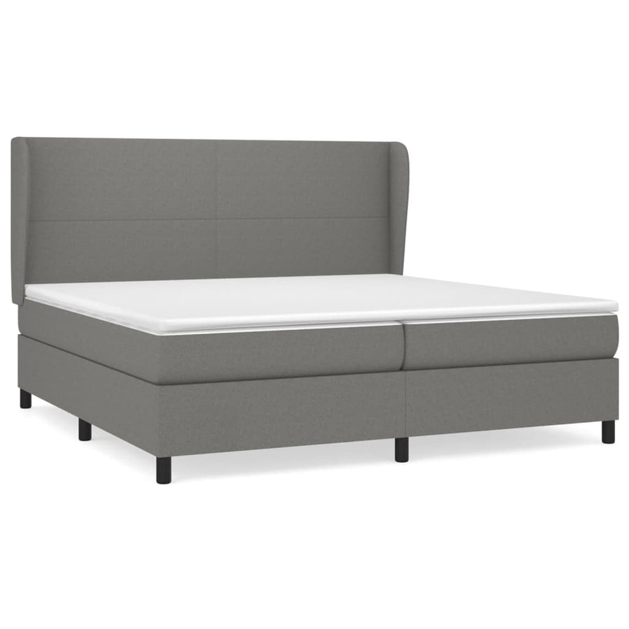 Boxspring Met Matras Stof Donkergrijs 200 x 200 cm Effen ontwerp
