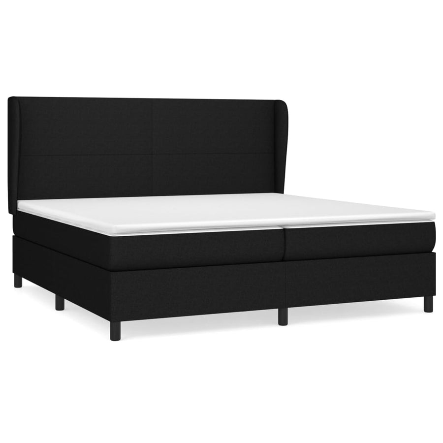 Boxspring Met Matras Stof Zwart 200 x 200 cm Effen ontwerp