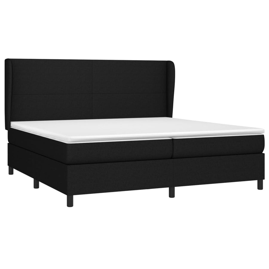 Boxspring Met Matras Stof Zwart 200 x 200 cm Effen ontwerp