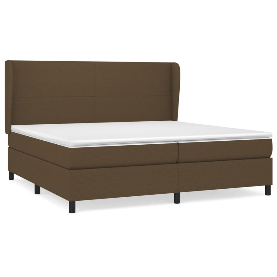 Boxspring Met Matras Stof Donkerbruin 200X200 Cm 200 x 200 cm Effen ontwerp