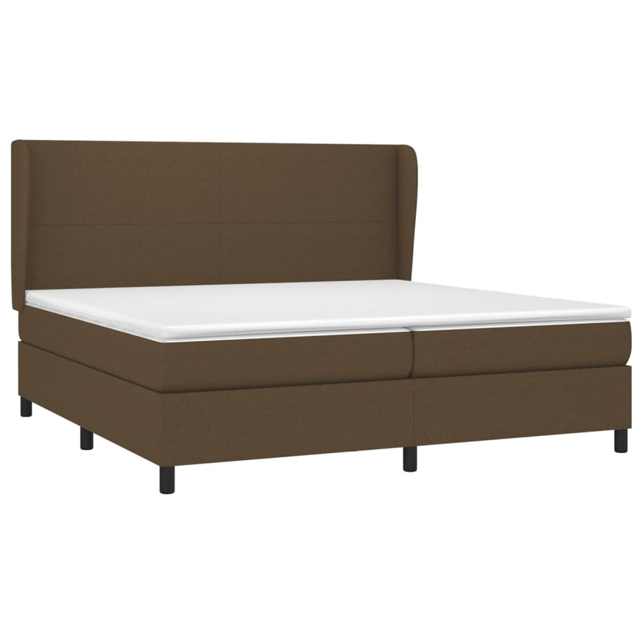 Boxspring Met Matras Stof Donkerbruin 200X200 Cm 200 x 200 cm Effen ontwerp