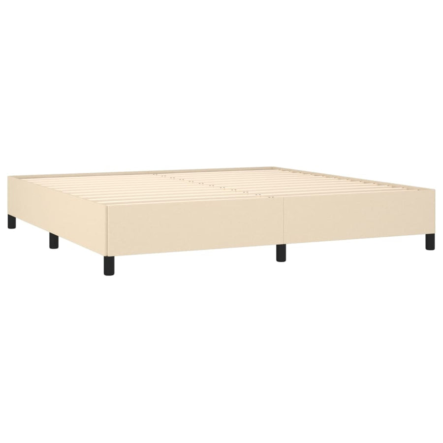 Boxspring Met Matras Stof Crèmekleurig 200X200 Cm Crème 200 x 200 cm Effen ontwerp
