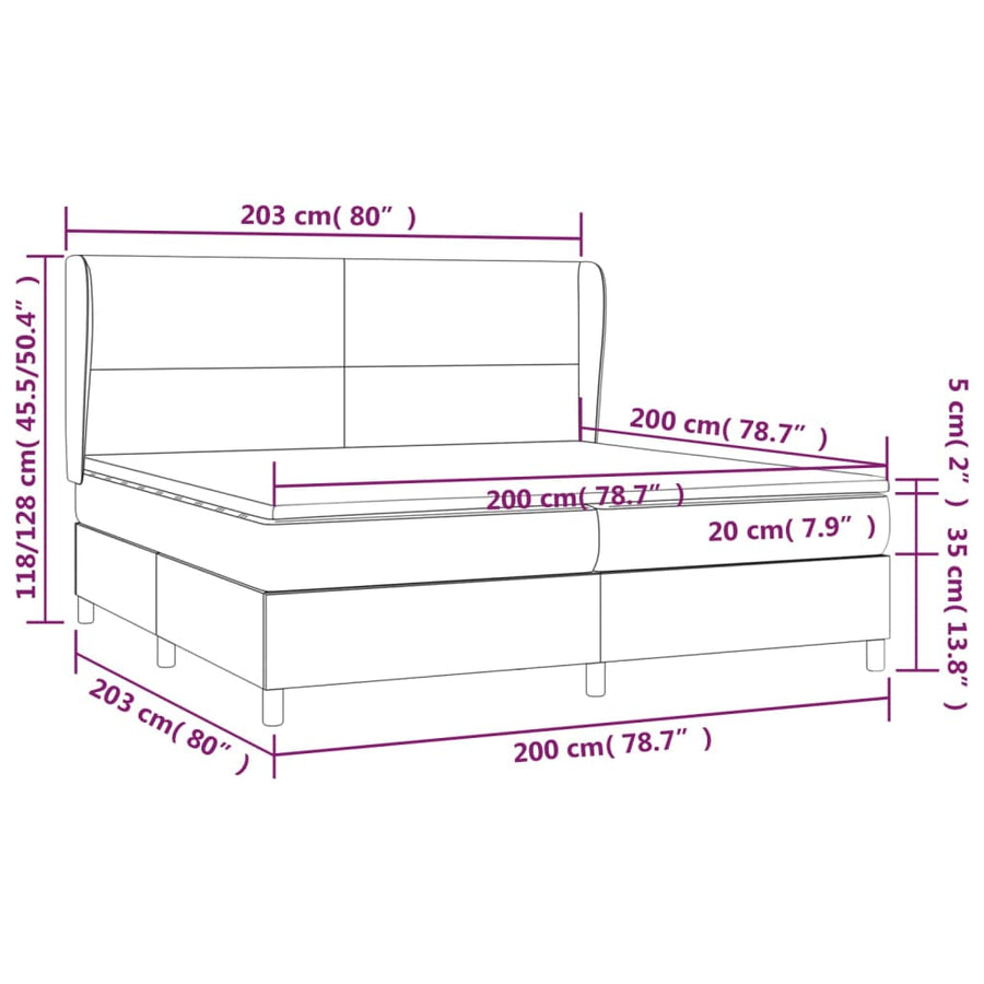 Boxspring Met Matras Stof Crèmekleurig 200X200 Cm Crème 200 x 200 cm Effen ontwerp
