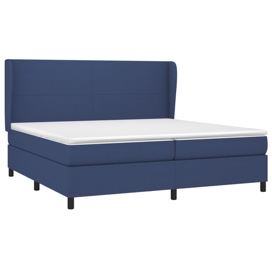 Boxspring Met Matras Stof Blauw 200 x 200 cm Effen ontwerp