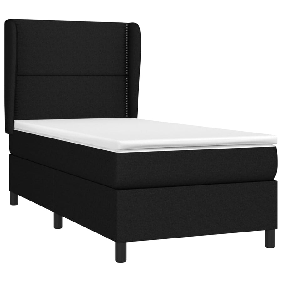 Boxspring Met Matras Stof Zwart 80 x 200 cm Effen met spijkers