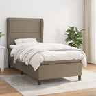 Boxspring met matras stof taupe 80x200 cm 80 x 200 cm Effen met spijkers