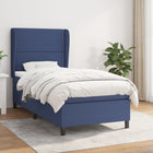 Boxspring Met Matras Stof Blauw 80 x 200 cm Effen met spijkers