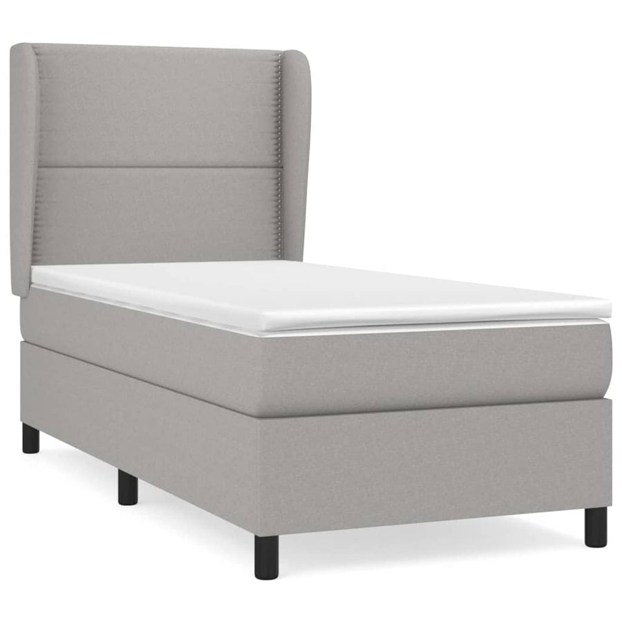 Boxspring Met Matras Stof Lichtgrijs 90 x 190 cm Effen met spijkers